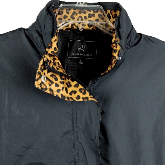 NWT Lauren James Womens S Black Animal Accent Anorak - Picture 5 of 11